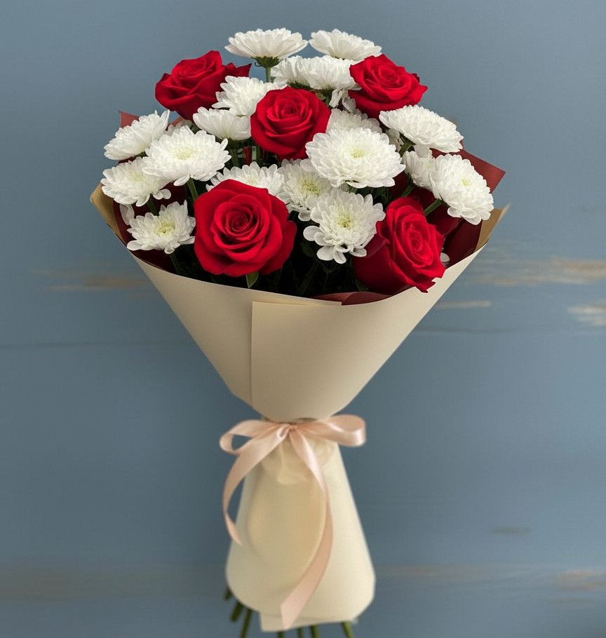 Букет цветов из: Розы и Хризантемы в Колычево Можайского района