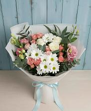 Букет цветов из:  Розы, Лизиантусы и Хризантемы в Колычево Можайского района