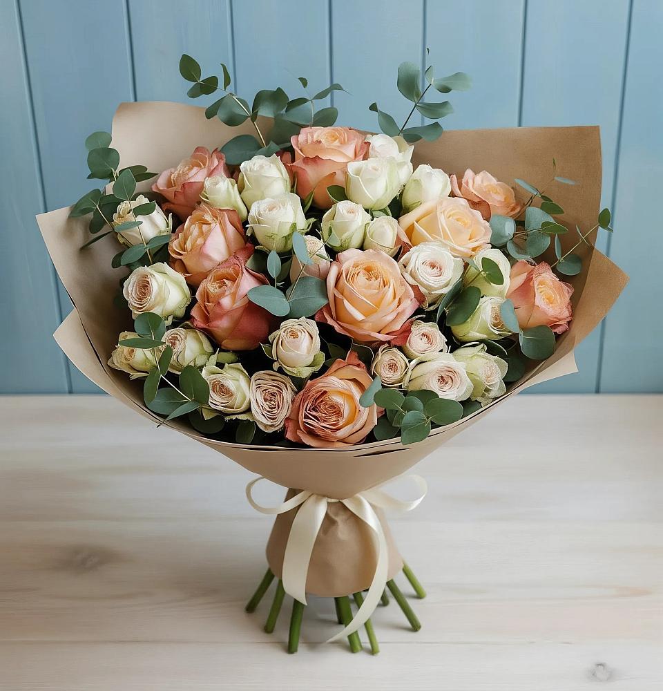 Букет цветов из: Альстромерии и Розы в Колычево Можайского района