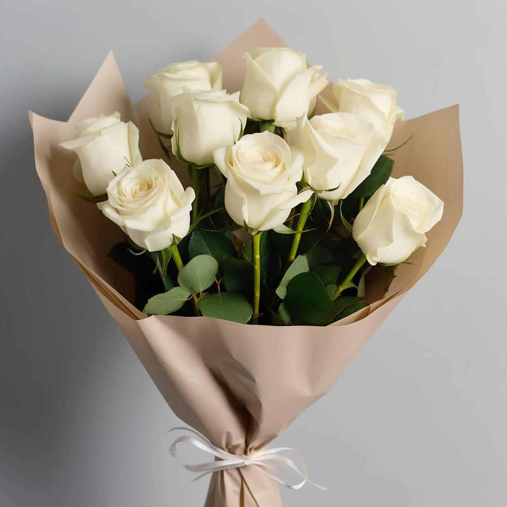 Букет 9 Белых роз Эдлесс Лав в Колычево Можайского района