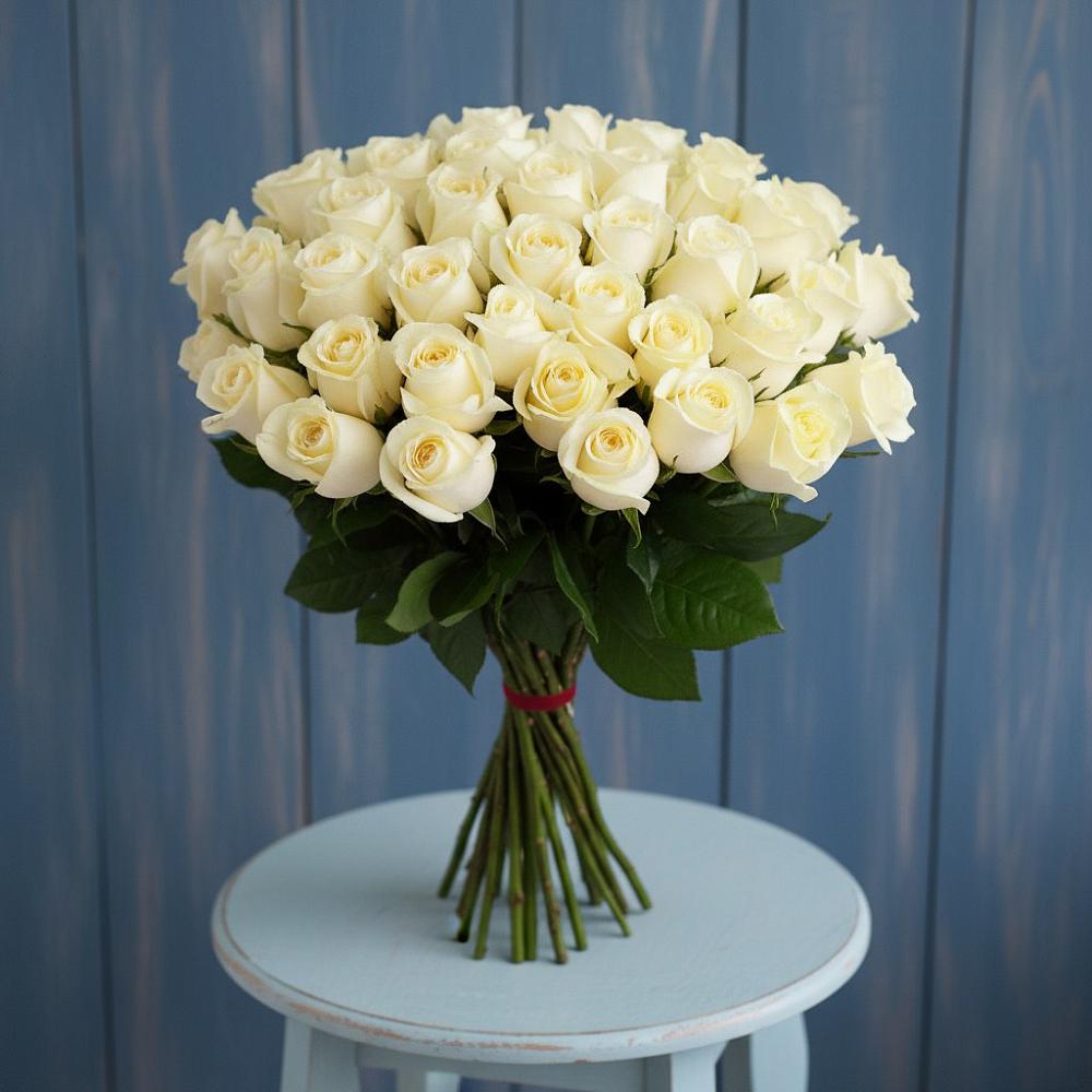 Букет 51 Белая роза Эдлесс Лав в Колычево Можайского района