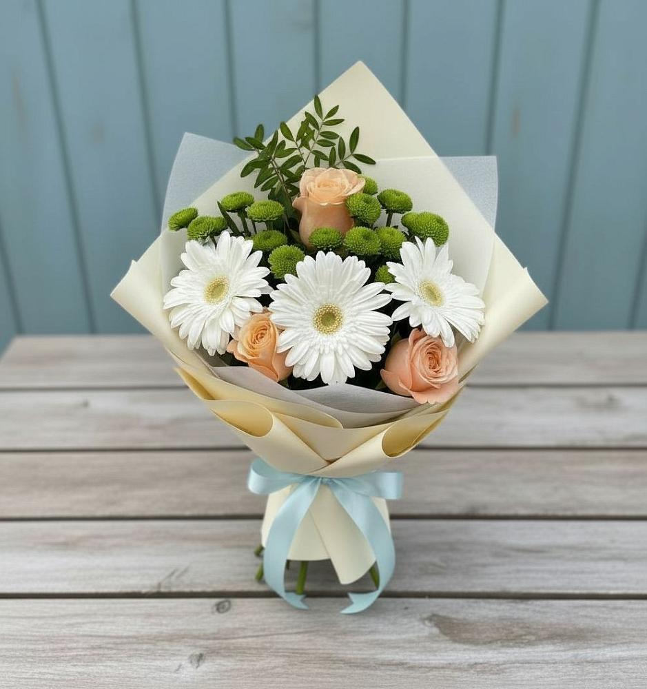 Букет цветов из: Герберы, Розы и Хризантемы в Колычево Можайского района