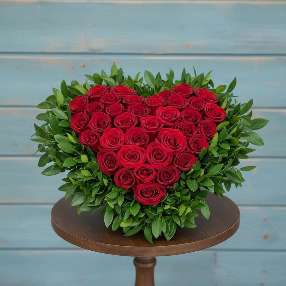 Цветочная композиция из Розы в виде сердца в Колычево Можайского района