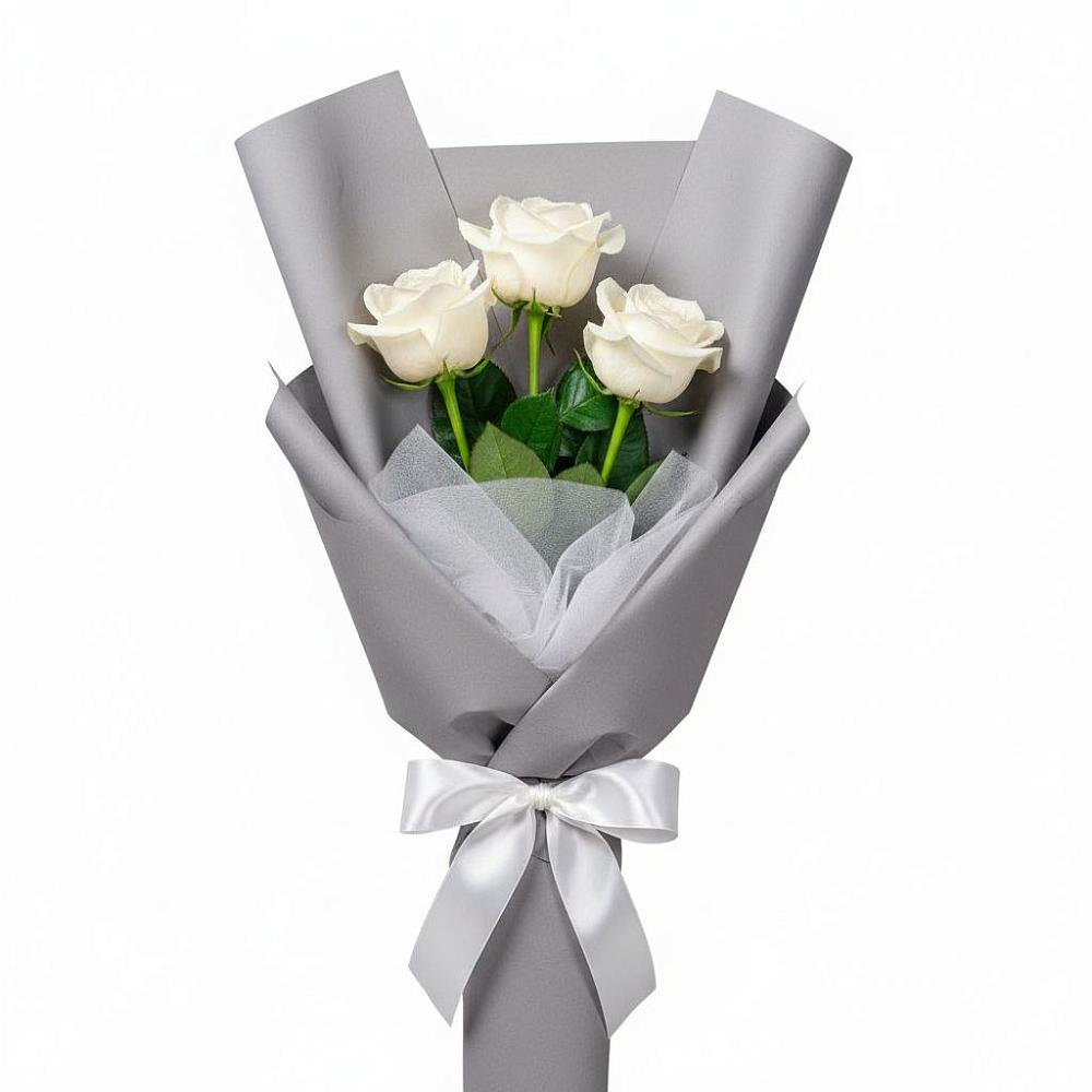 Букет 3 белые розы в Колычево Можайского района