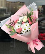 Букет цветов из:  Розы, Лизиантусы и Хризантемы в Колычево Можайского района