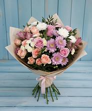 Букет цветов из:  Хризантемы, Розы и Альстромерии в Колычево Можайского района