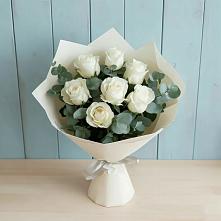 Букет Белые розы в Эвкалипте в Колычево Можайского района