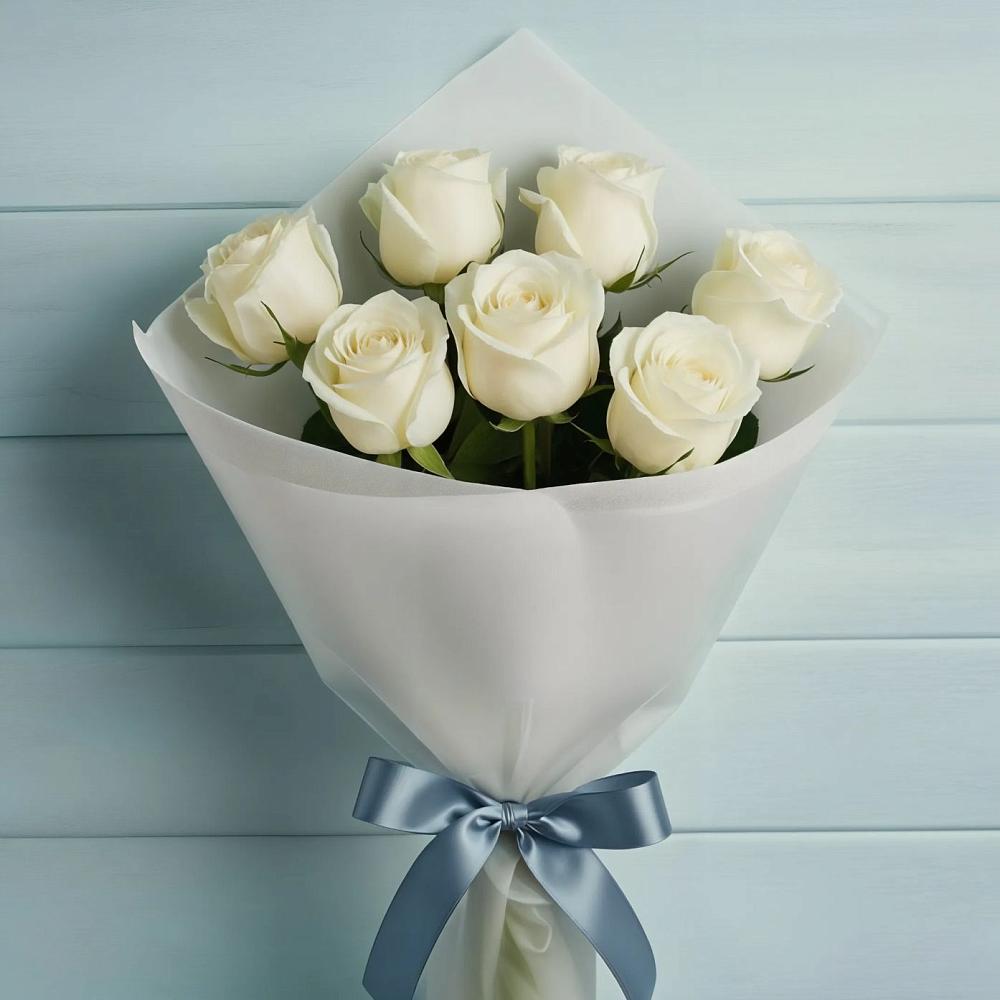 Букет 7 Белых роз Эдлесс Лав в Колычево Можайского района