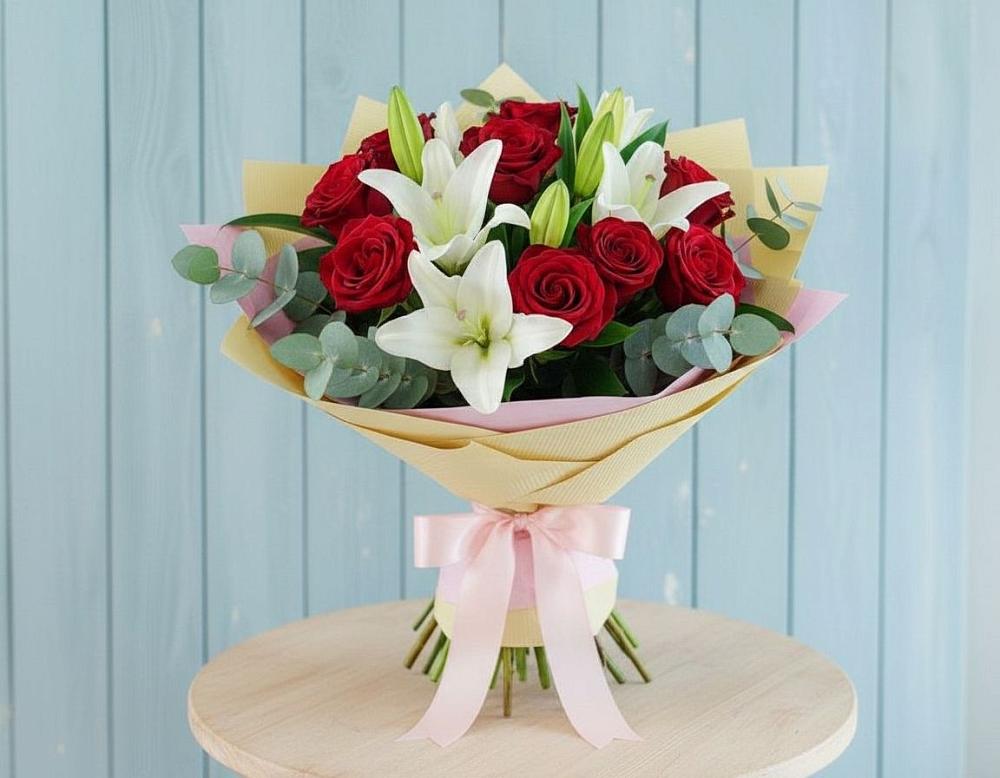 Букет цветов из: Лилии и Розы в Колычево Можайского района